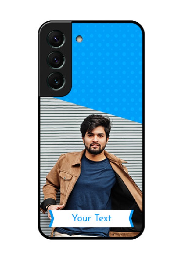 Galaxy S22 5G Photo Printing on Glass Case - Simple Blue Color Design