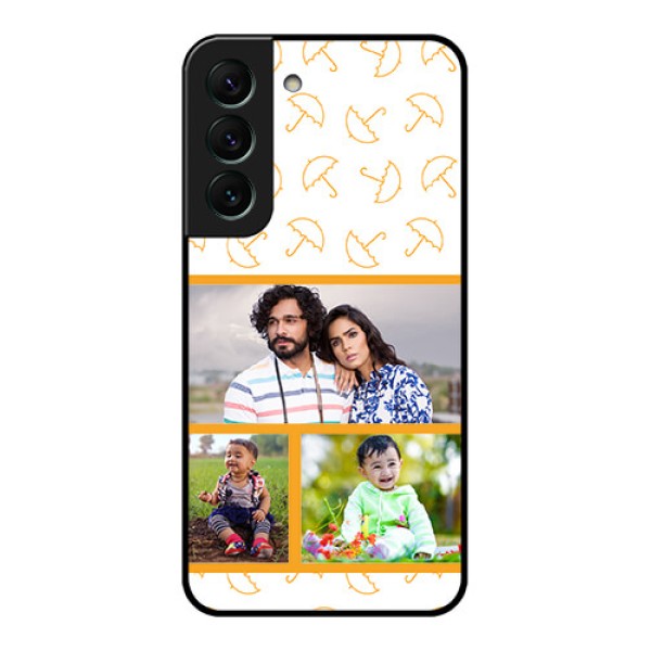Galaxy S22 5G Custom Glass Mobile Case - Yellow Pattern Design