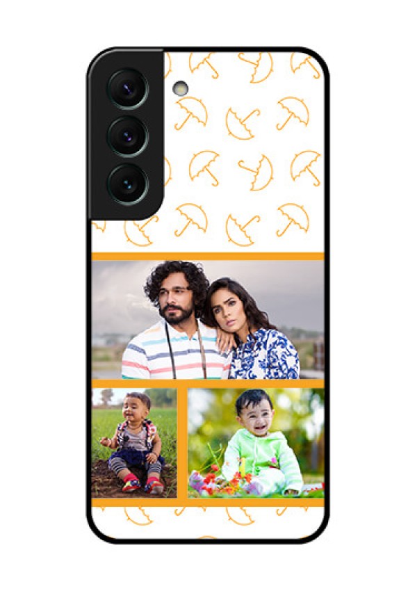 Galaxy S22 5G Custom Glass Mobile Case - Yellow Pattern Design