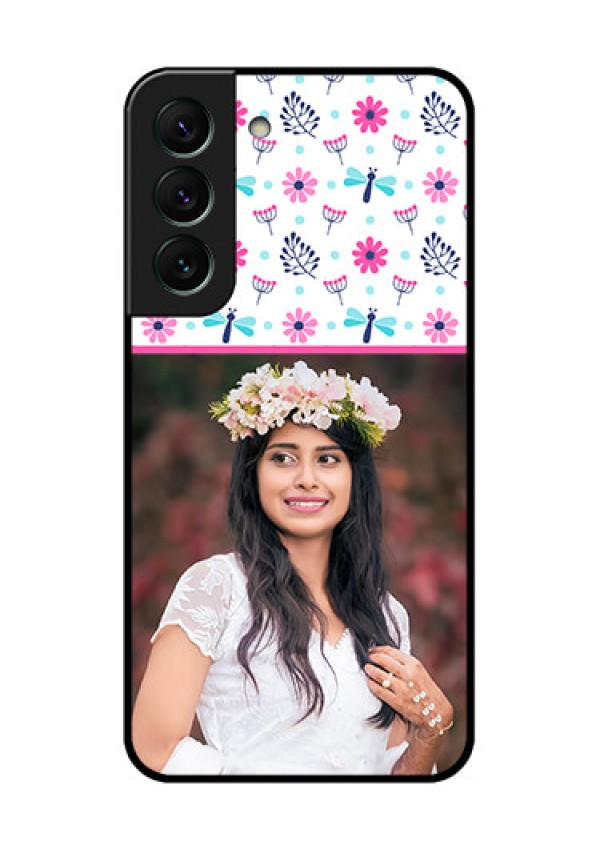 Galaxy S22 5G Photo Printing on Glass Case - Colorful Flower Design
