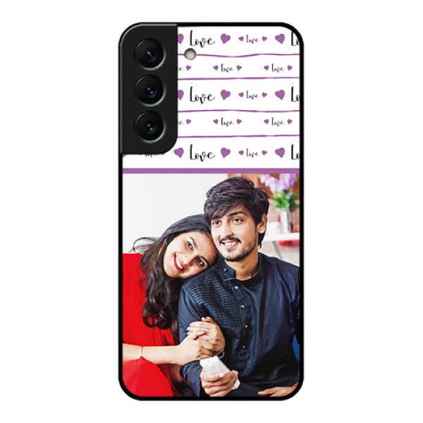 Galaxy S22 5G Custom Glass Mobile Case - Couples Heart Design
