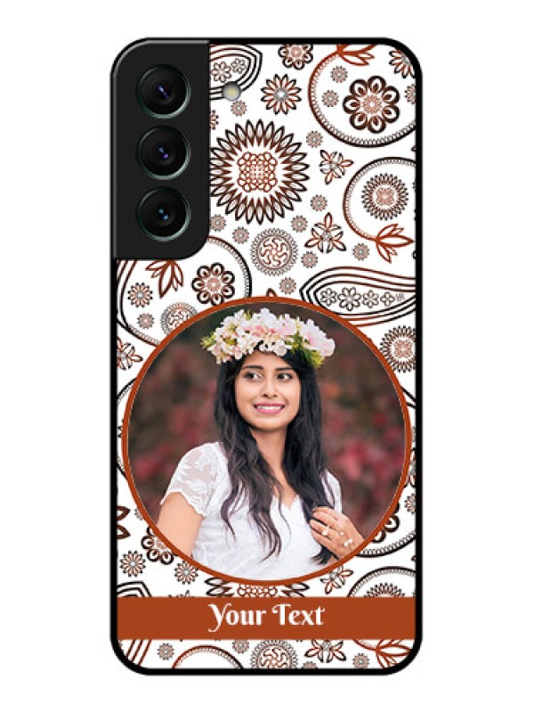 Custom Galaxy S22 5G Custom Glass Mobile Case - Abstract Flower Design