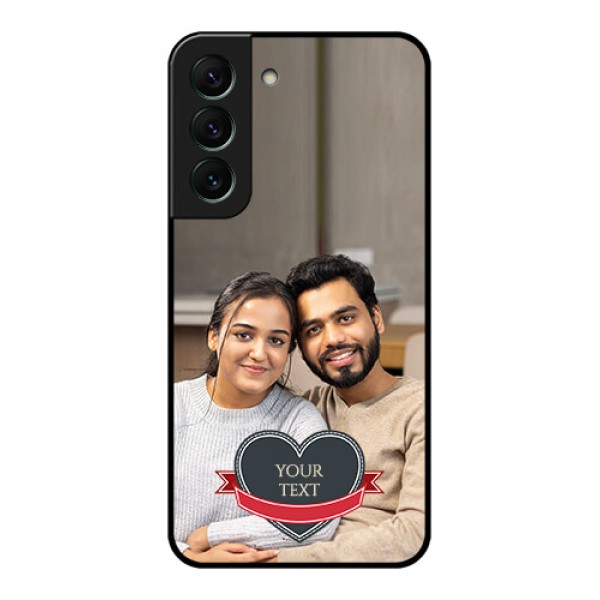 Galaxy S22 5G Custom Glass Phone Case - Just Married Couple Design Galaxy S22 5G Custom Glass Phone Case - Just Married Couple Design