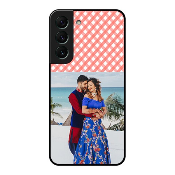 Galaxy S22 5G Personalized Glass Phone Case - Pink Pattern Design