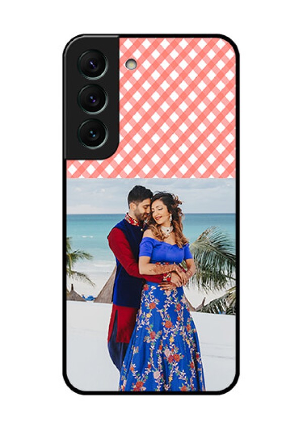 Galaxy S22 5G Personalized Glass Phone Case - Pink Pattern Design