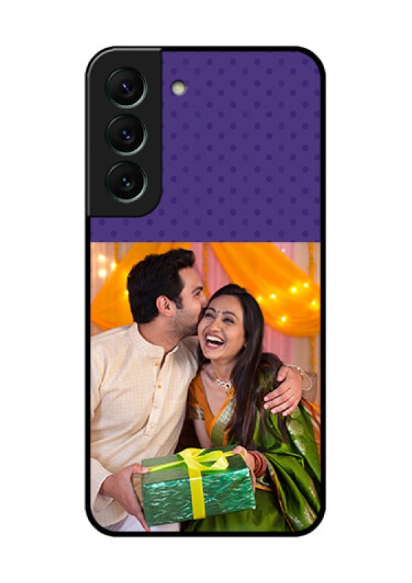 Galaxy S22 5G Personalized Glass Phone Case - Violet Pattern Design