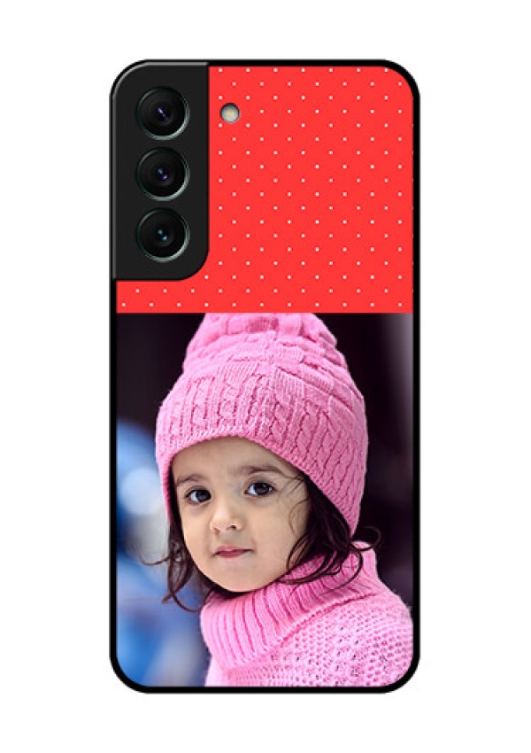 Galaxy S22 5G Photo Printing on Glass Case - Red Pattern Design