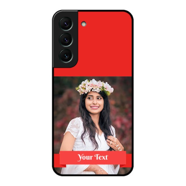 Galaxy S22 5G Custom Glass Phone Case - Simple Red Color Design Galaxy S22 5G Custom Glass Phone Case - Simple Red Color Design