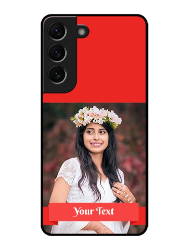 Custom Galaxy S22 5G Custom Glass Phone Case - Simple Red Color Design
