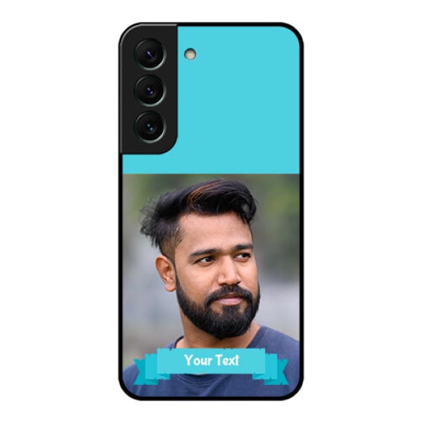 Galaxy S22 5G Personalized Glass Phone Case - Simple Blue Color Design Galaxy S22 5G Personalized Glass Phone Case - Simple Blue Color Design