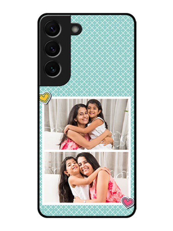 Custom Galaxy S22 5G Custom Glass Phone Case - 2 Image Holder with Pattern Design