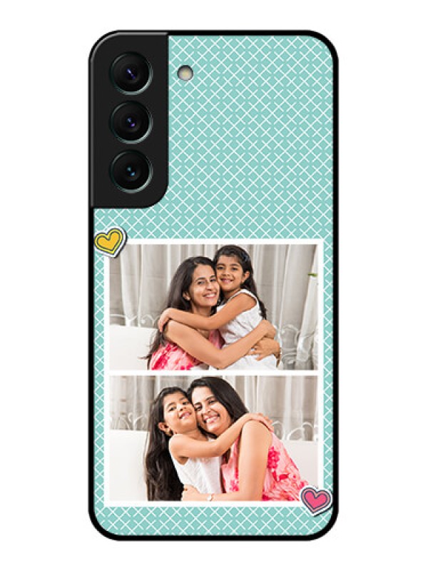 Custom Galaxy S22 5G Custom Glass Phone Case - 2 Image Holder with Pattern Design