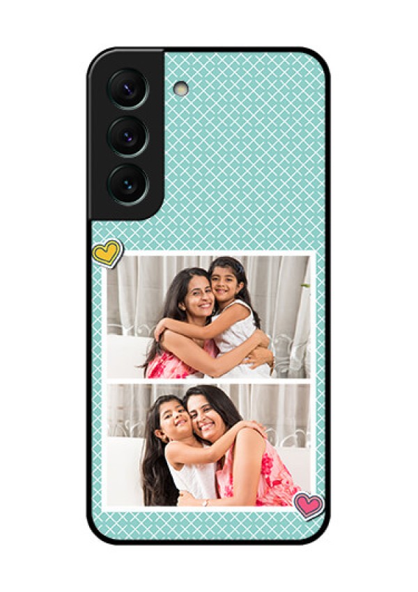 Galaxy S22 5G Custom Glass Phone Case - 2 Image Holder with Pattern Design