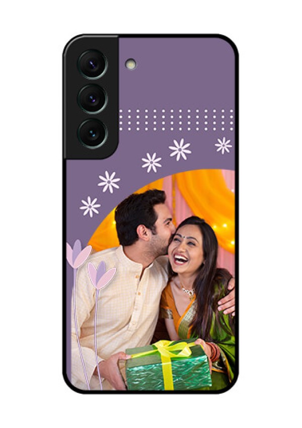Galaxy S22 5G Custom Glass Mobile Case - Lavender flowers design
