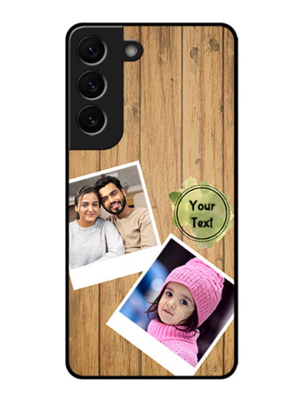 Custom Galaxy S22 5G Custom Glass Phone Case - Wooden Texture Design