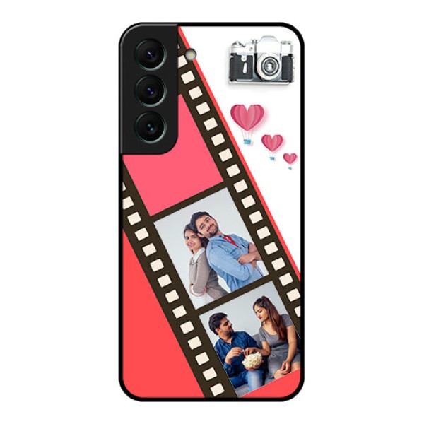 Galaxy S22 5G Personalized Glass Phone Case - 3 Image Holder with Film Reel Galaxy S22 5G Personalized Glass Phone Case - 3 Image Holder with Film Reel