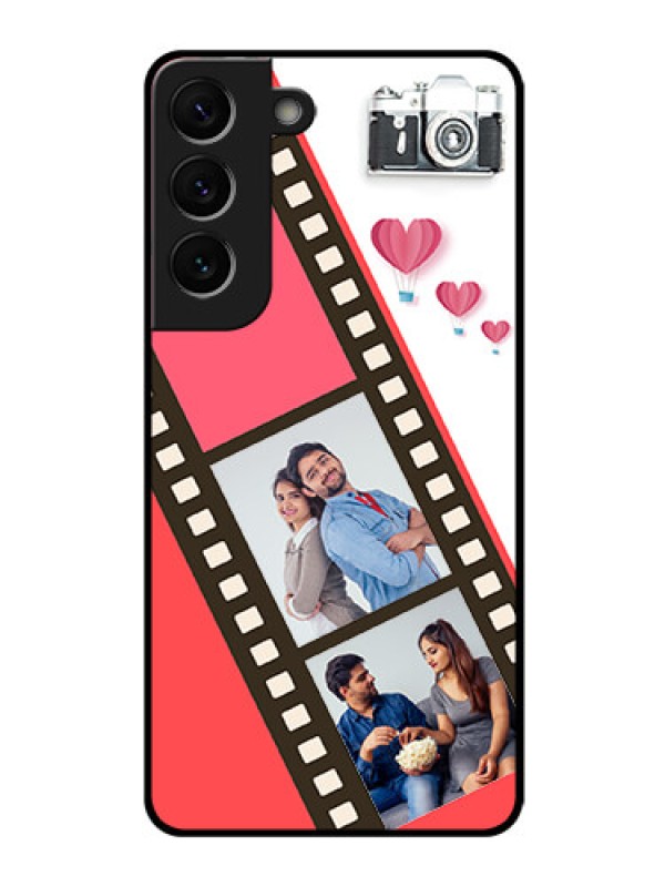 Custom Galaxy S22 5G Personalized Glass Phone Case - 3 Image Holder with Film Reel
