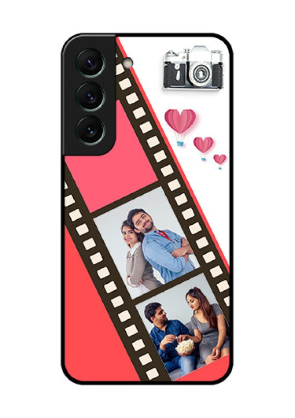 Galaxy S22 5G Personalized Glass Phone Case - 3 Image Holder with Film Reel