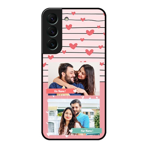 Galaxy S22 5G Custom Glass Mobile Case - Photo with Heart Design Galaxy S22 5G Custom Glass Mobile Case - Photo with Heart Design