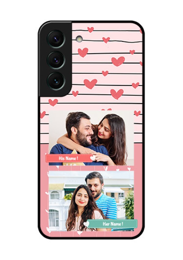 Galaxy S22 5G Custom Glass Mobile Case - Photo with Heart Design