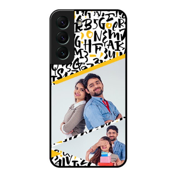 Galaxy S22 5G Custom Glass Mobile Case - Letters Pattern Design