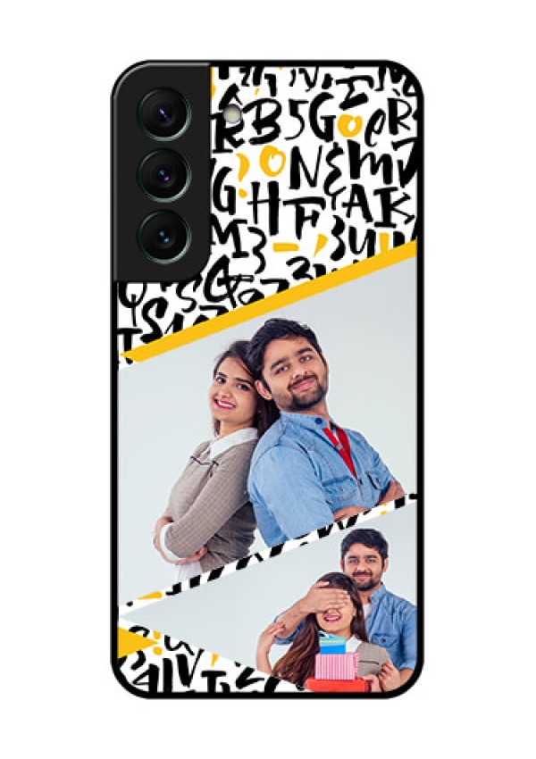 Galaxy S22 5G Custom Glass Mobile Case - Letters Pattern Design