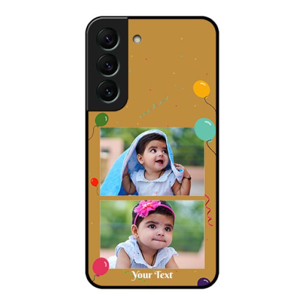 Galaxy S22 5G Personalized Glass Phone Case - Image Holder with Birthday Celebrations Design