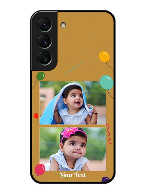 Custom Galaxy S22 5G Personalized Glass Phone Case - Image Holder with Birthday Celebrations Design