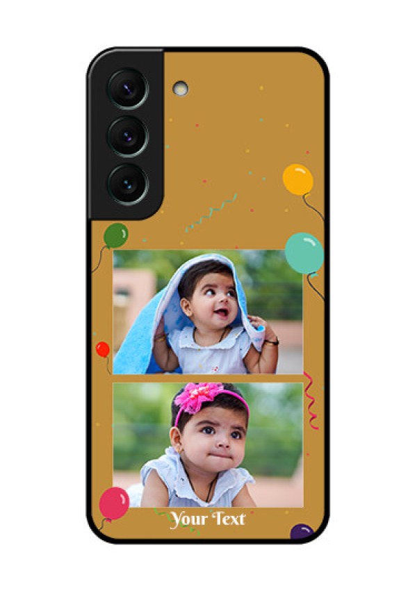 Galaxy S22 5G Personalized Glass Phone Case - Image Holder with Birthday Celebrations Design