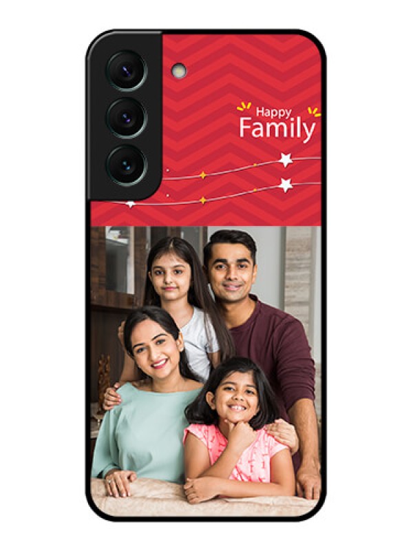 Custom Galaxy S22 5G Personalized Glass Phone Case - Happy Family Design