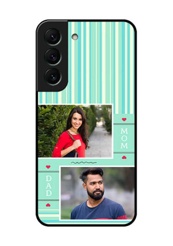 Galaxy S22 5G Custom Glass Phone Case - Mom & Dad Pic Design