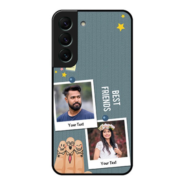 Galaxy S22 5G Personalized Glass Phone Case - Sticky Frames and Friendship Design Galaxy S22 5G Personalized Glass Phone Case - Sticky Frames and Friendship Design