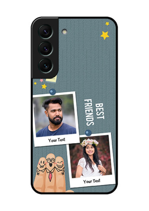 Galaxy S22 5G Personalized Glass Phone Case - Sticky Frames and Friendship Design