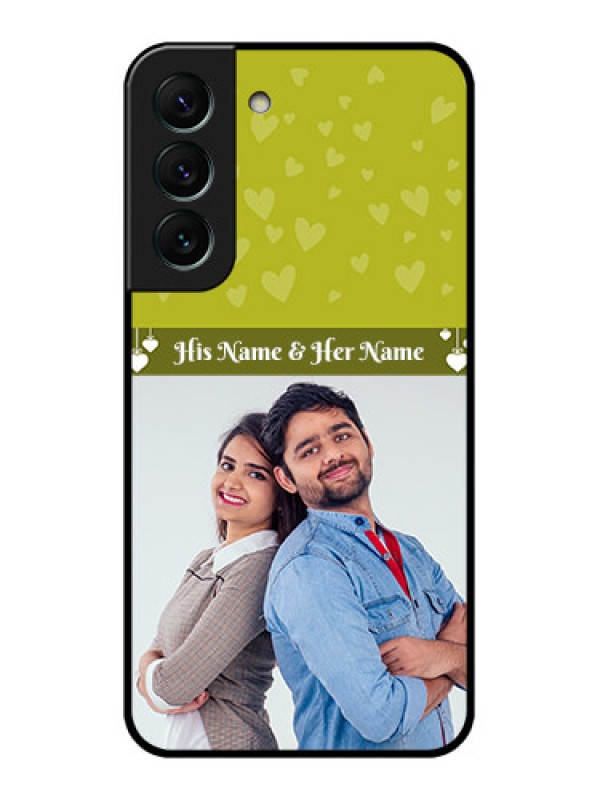 Custom Galaxy S22 5G Custom Glass Phone Case - You & Me Heart Design