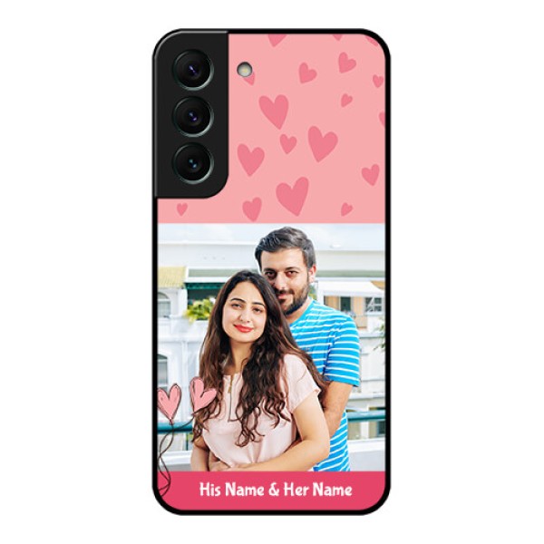 Galaxy S22 5G Personalized Glass Phone Case - Love Design Peach Color Galaxy S22 5G Personalized Glass Phone Case - Love Design Peach Color