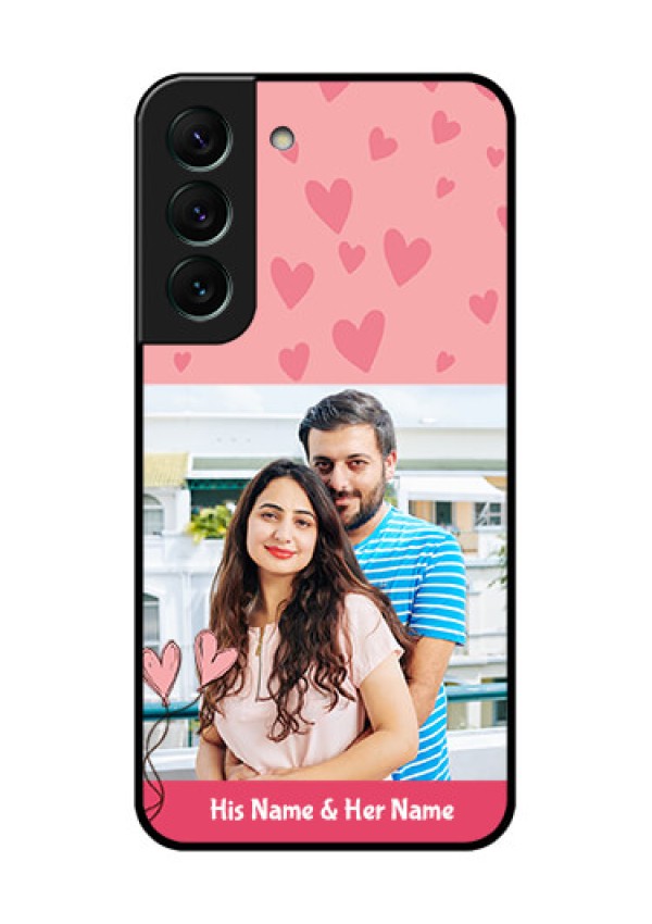 Galaxy S22 5G Personalized Glass Phone Case - Love Design Peach Color