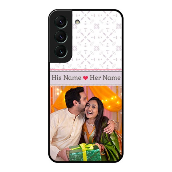 Galaxy S22 5G Custom Glass Mobile Case - with Photo and Ethnic Design Galaxy S22 5G Custom Glass Mobile Case - with Photo and Ethnic Design