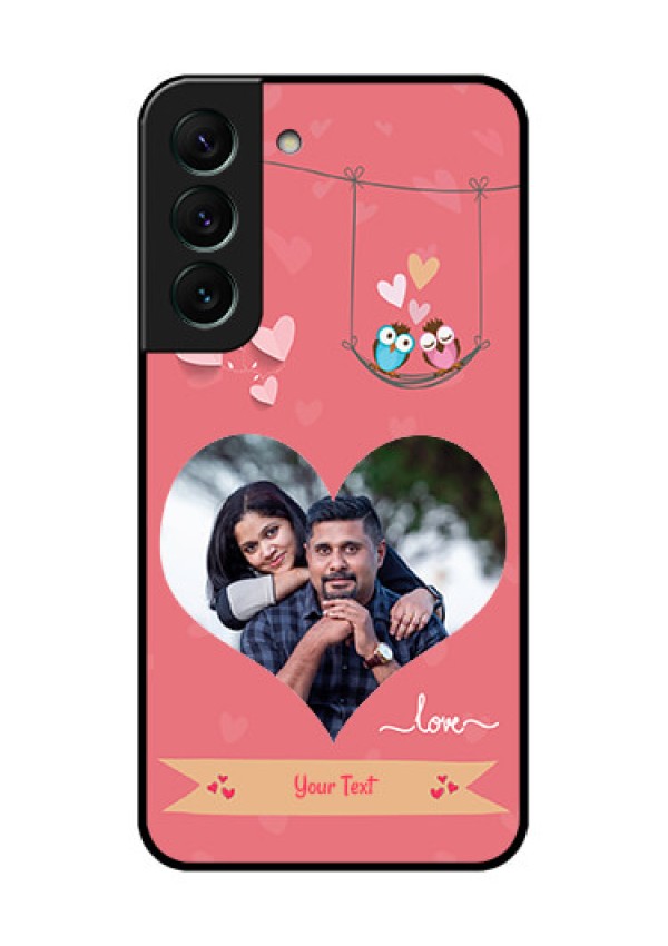 Galaxy S22 5G Personalized Glass Phone Case - Peach Color Love Design