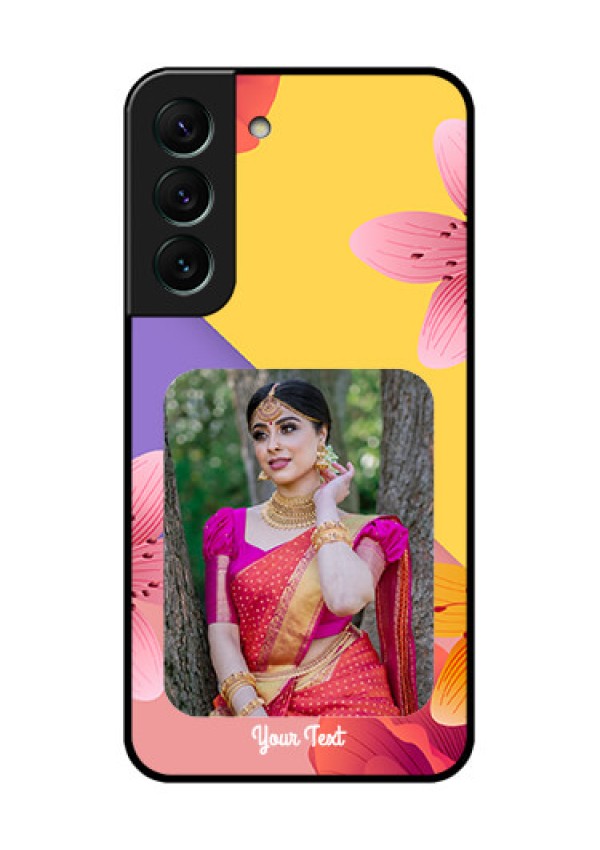 Galaxy S22 5G Custom Glass Mobile Case - 3 Image With Vintage Floral Design