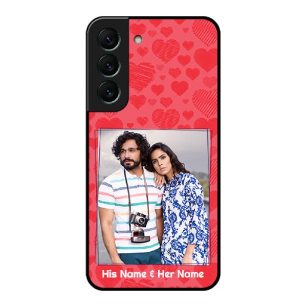 Galaxy S22 5G Photo Printing on Glass Case - with Red Heart Symbols Design Galaxy S22 5G Photo Printing on Glass Case - with Red Heart Symbols Design