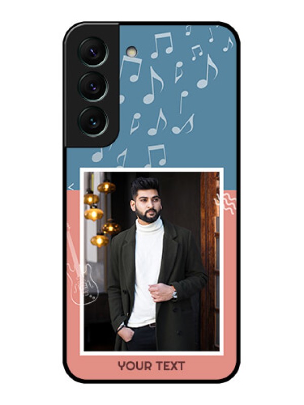 Custom Galaxy S22 5G Photo Printing on Glass Case - with Color Musical Note Design