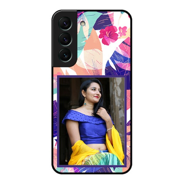 Galaxy S22 5G Custom Glass Mobile Case - Abstract Floral Design