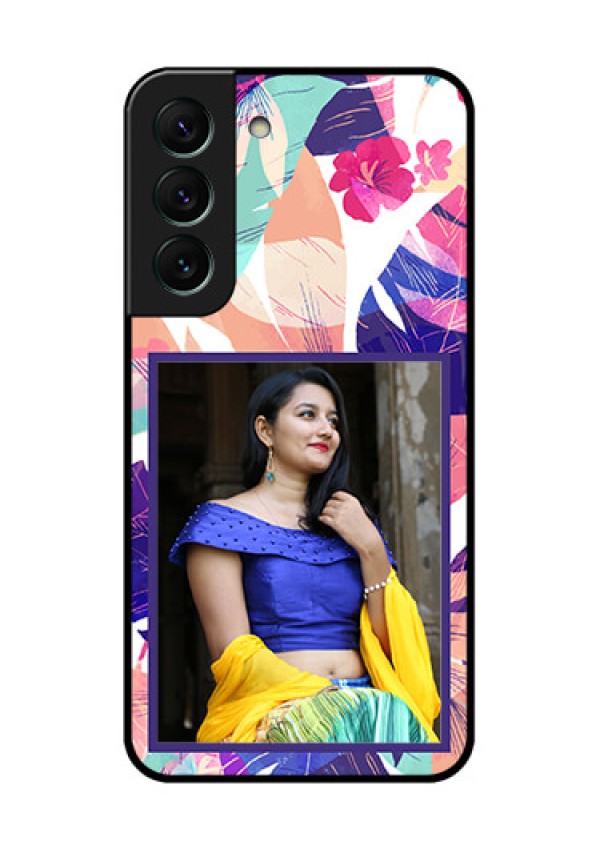 Galaxy S22 5G Custom Glass Mobile Case - Abstract Floral Design