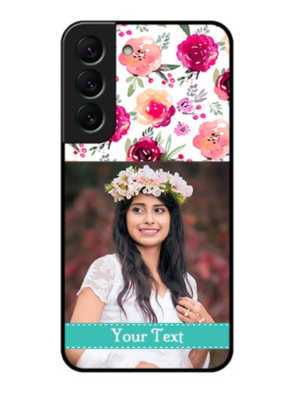 Custom Galaxy S22 5G Custom Glass Phone Case - Watercolor Floral Design