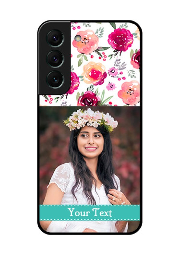 Galaxy S22 5G Custom Glass Phone Case - Watercolor Floral Design