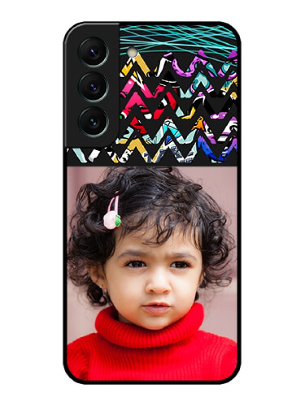 Custom Galaxy S22 5G Personalized Glass Phone Case - Neon Abstract Design