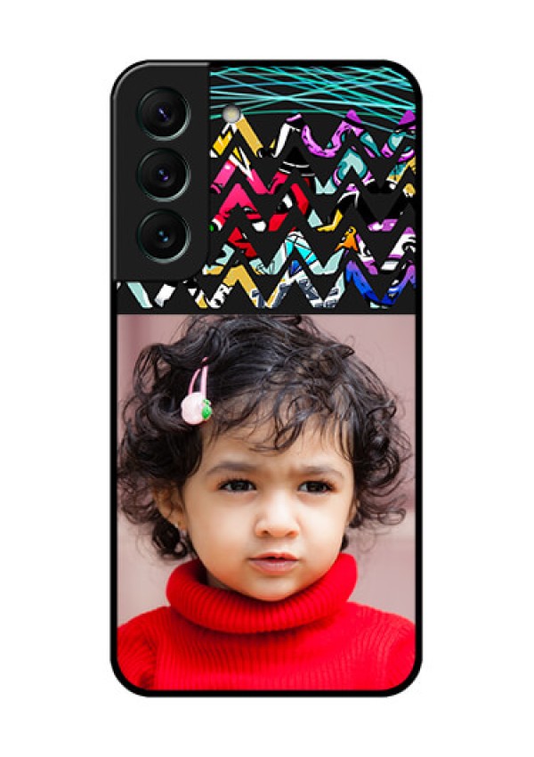 Galaxy S22 5G Personalized Glass Phone Case - Neon Abstract Design