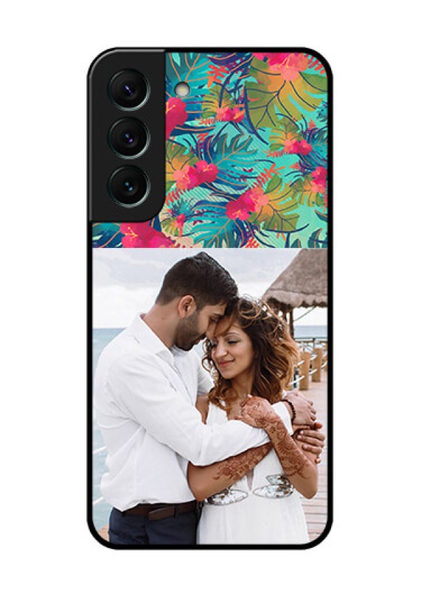 Galaxy S22 5G Photo Printing on Glass Case - Watercolor Floral Design