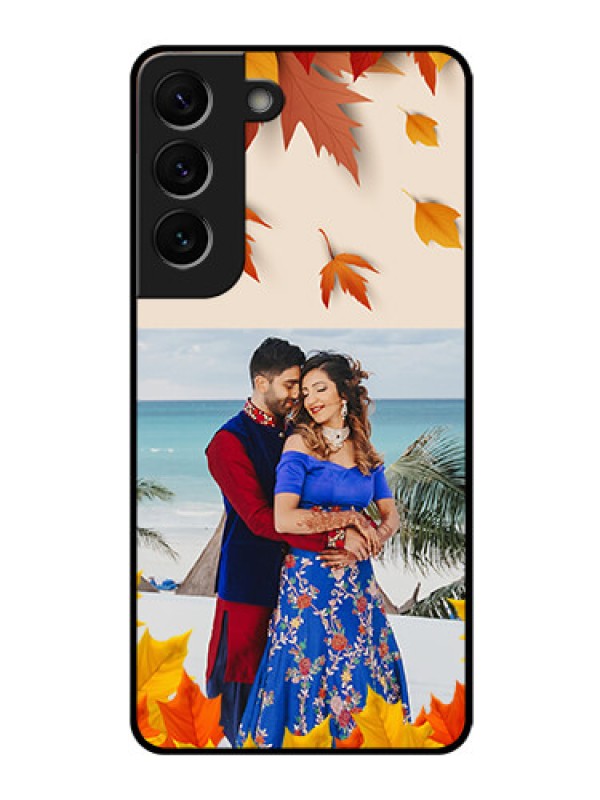 Custom Galaxy S22 5G Photo Printing on Glass Case - Autumn Maple Leaves Design