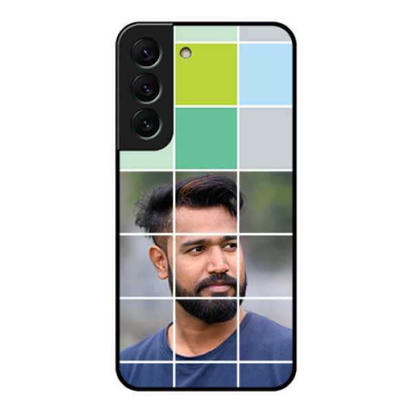 Galaxy S22 5G Photo Printing on Glass Case - with white box pattern